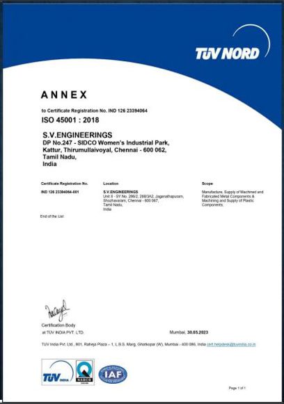 SV Engineerings Certificates